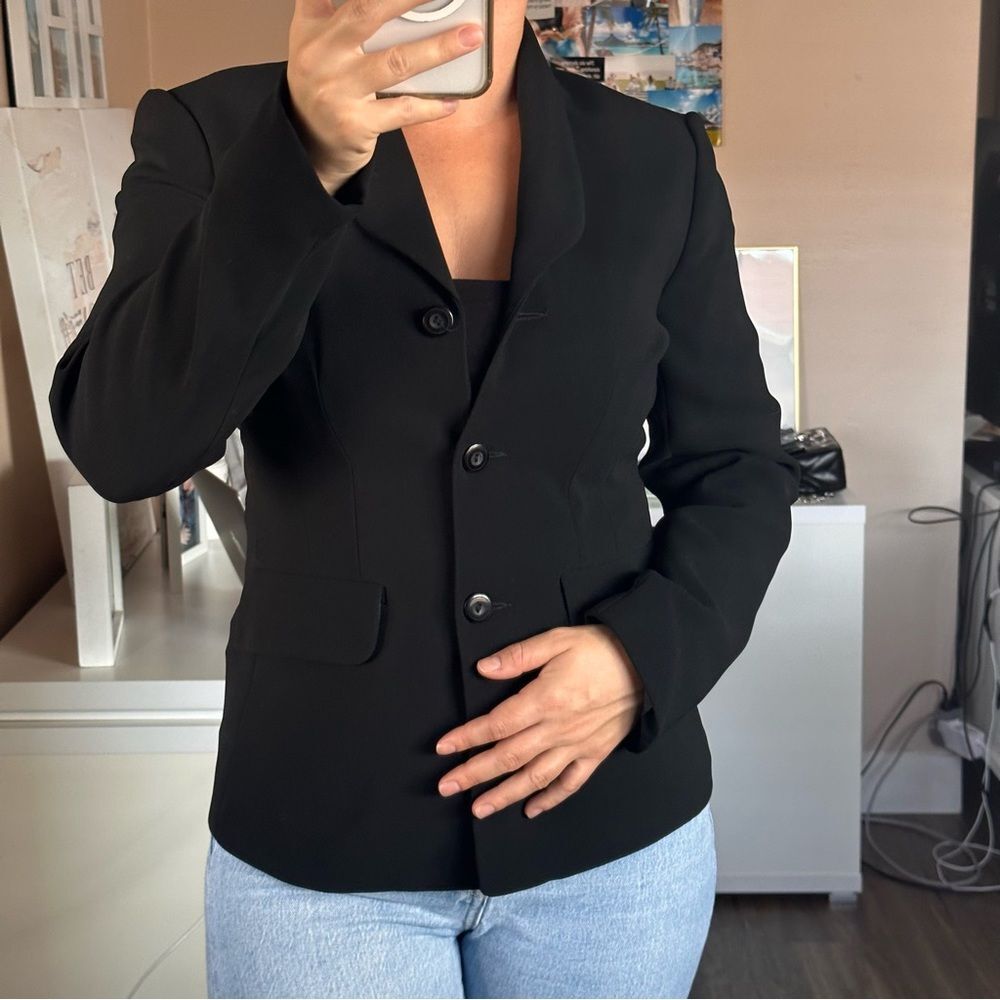 Jade Black Buttoned Suit Jacket Size 4